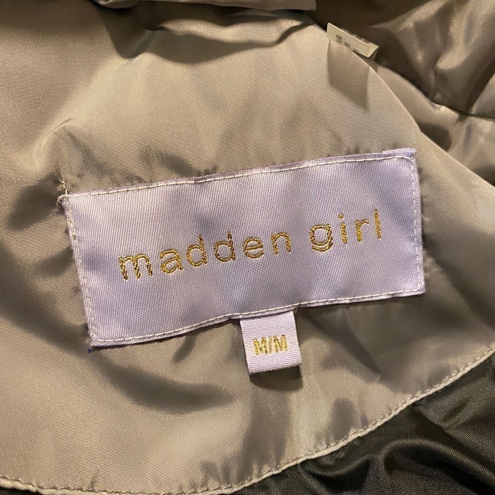 Madden Girl Juniors Silver Grey Faux Fur Trim Hooded Anorak Parka Coat Med NWT - Picture 7 of 9